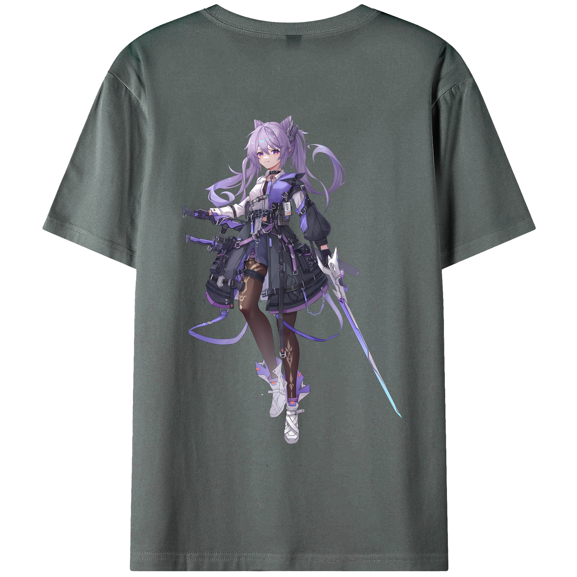げんし神 刻晴 こくせい genshin Kokusei 綿100％ メンズ半袖Tシャツ（バックプリント） 通気性